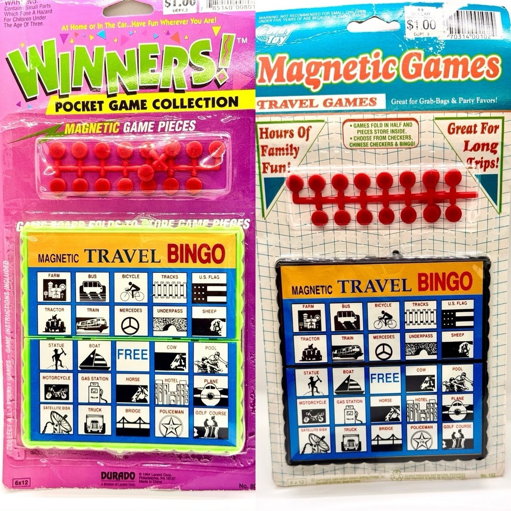 Vintage 90s Magnetic Travel Bingo Games Lot of 2 Larami Durado Henry Gordy NEW